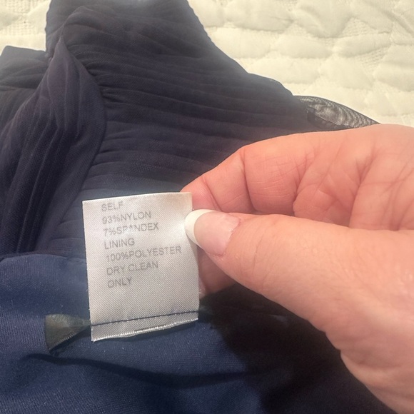 Tafashi Shoji Womens Navy Mesh Draped Dress Size M - Picture 8 of 10